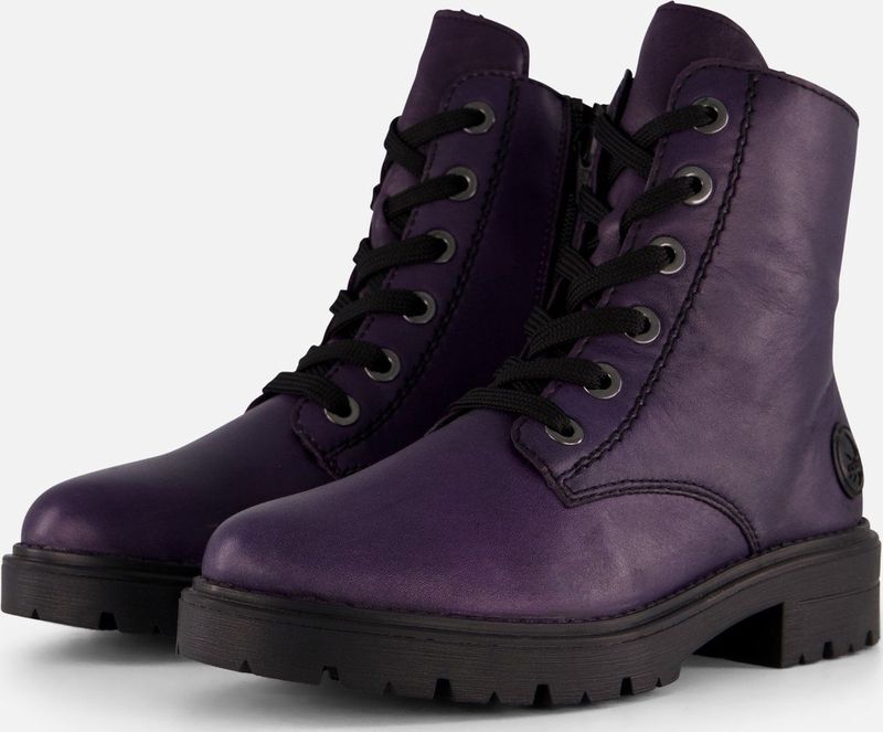 Rieker - Veterboots - Paars - Synthetisch - Waterafstotend