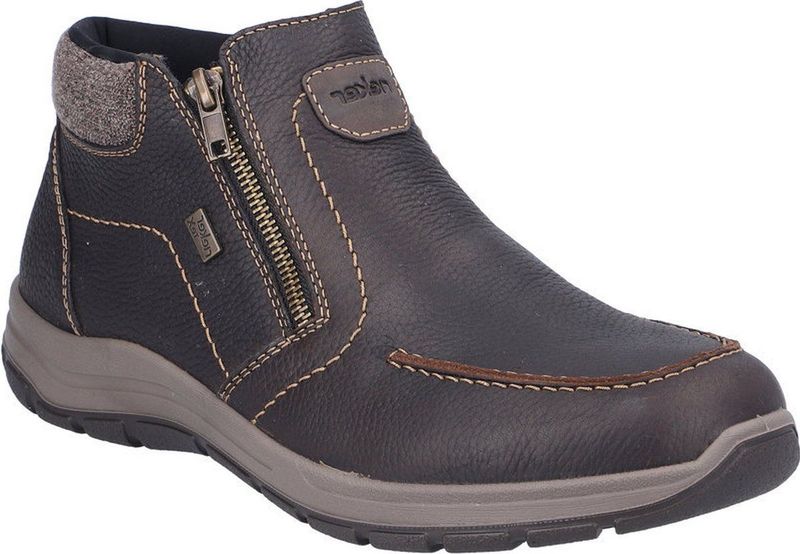 Rieker - Winterlaarzen - Donkerbruin - Enkellaars - Comfort Schoen met Twee Praktische Ritssluitingen