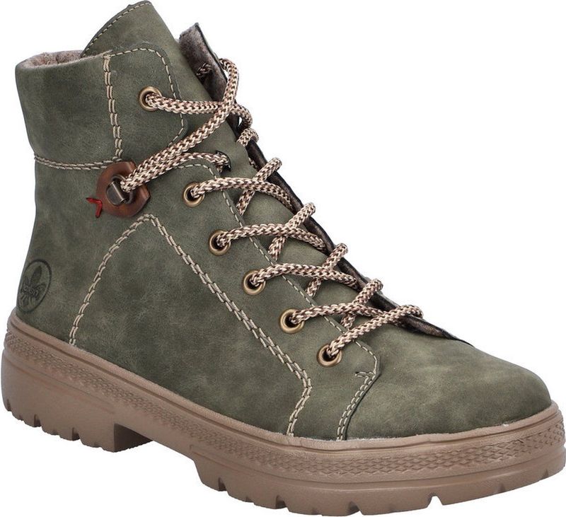 Rieker - Enkellaarsjes - Kaki - Plateausool - Ritssluiting