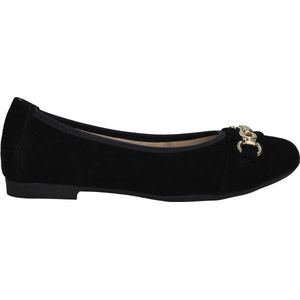 Remonte - Ballerina's - Zwart - Stretchsuède - Gouden Gesp