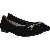 Remonte - Ballerina's - Zwart - Stretchsuède - Gouden Gesp