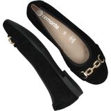 Remonte - Ballerina's - Zwart - Stretchsuède - Gouden Gesp