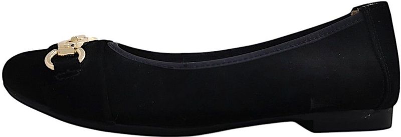 Remonte - Ballerina's - Zwart - Stretchsuède - Gouden Gesp