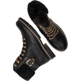 Merk - Veterlaarsjes - Zwart - Leer - Effen - Platte Hak