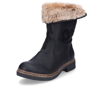 Rieker - Enkellaarsjes - Beige / Zwart - Imitatieleer - Middelhoge Hak