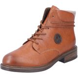 Veterboots - Cognac - Laarzen - Blokhak - Ritssluiting - Vetersluiting
