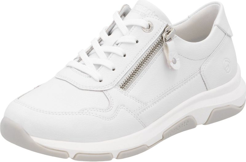 Remonte - Lage Leren Sneakers - Wit - Leer - Uitneembaar Voetbed