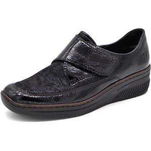 Rieker - 487C0 - Klittenbandschoenen - Zwart - Lakmateriaal - Comfortabel