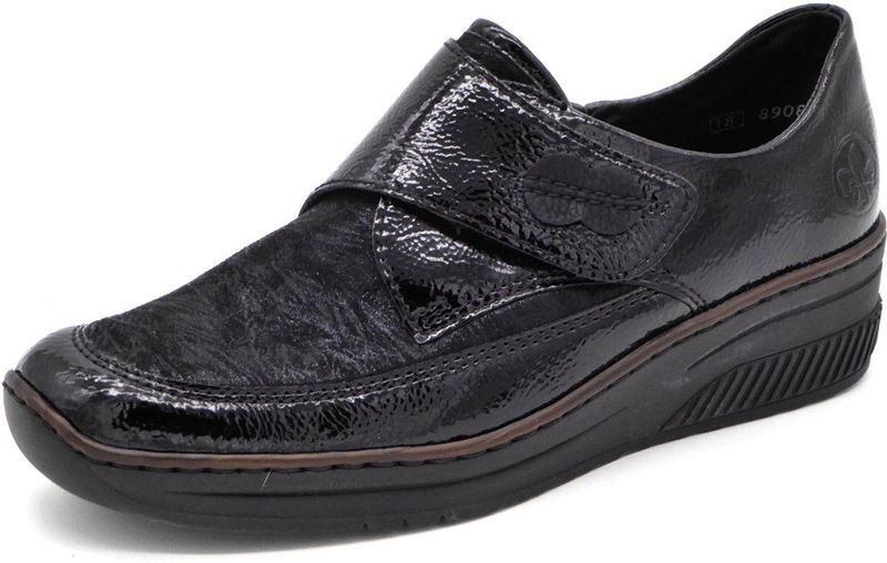 Rieker - 487C0 - Klittenbandschoenen - Zwart - Lakmateriaal - Comfortabel