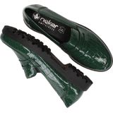 Rieker - Instappers - Groen - Lakleren Loafers met Dierenprint