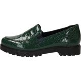 Rieker - Instappers - Groen - Lakleren Loafers met Dierenprint