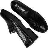 Rieker - Instappers - Zwart - Lakleer - Dierenprint