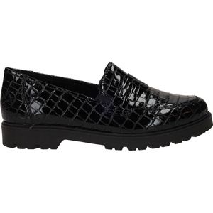 Rieker - Instappers - Zwart - Lakleer - Dierenprint