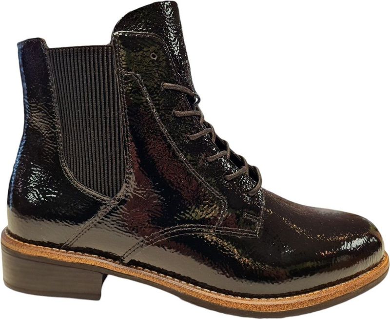 Remonte - D0F79 - Dames Enkellaarzen - Zwart - Lak - Textielvoering