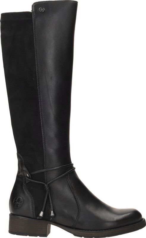 Rieker - Dames Hoge Laarzen - Zwart - Leer/Textiel - Imitatiebont Voering