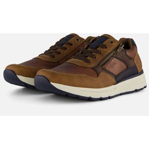 Rieker - Bruine Sneakers - Leder - Met Rits en Veters
