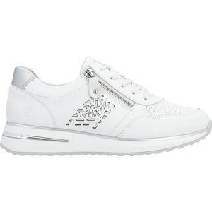 Remonte D1G00 Low-Top sneakers voor dames, lage schoenen, losse inlegzool, wit zilver, 41 EU