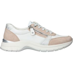 Remonte, Schoenen, Dames, Veelkleurig, 42 EU, Comfortabele witte sneaker met beige en zilveren accenten