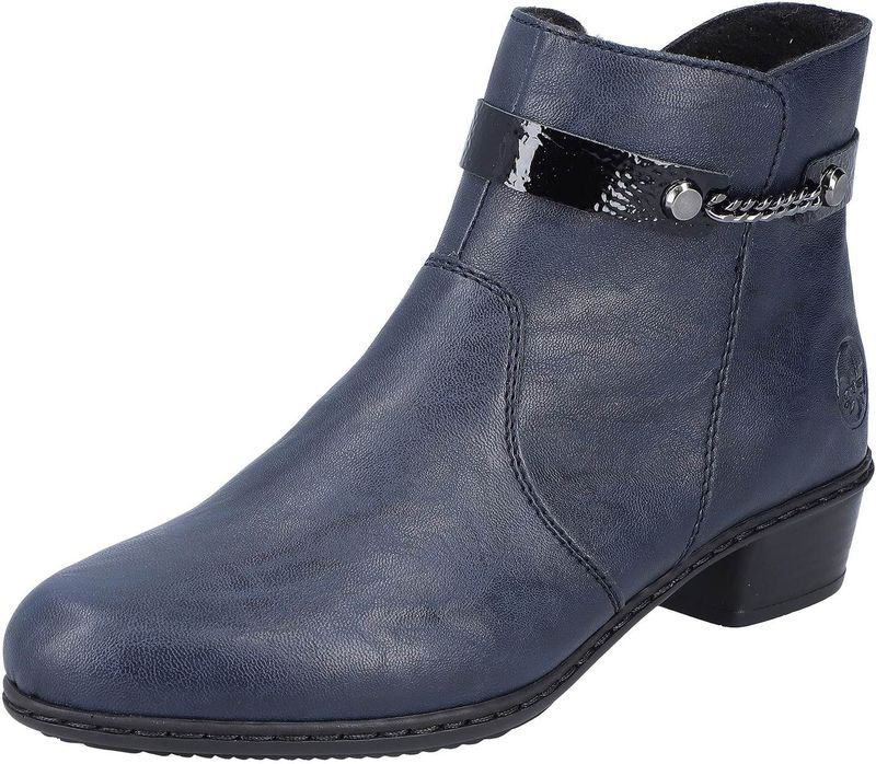 Rieker - Enkellaarsjes - Blauw - Leer