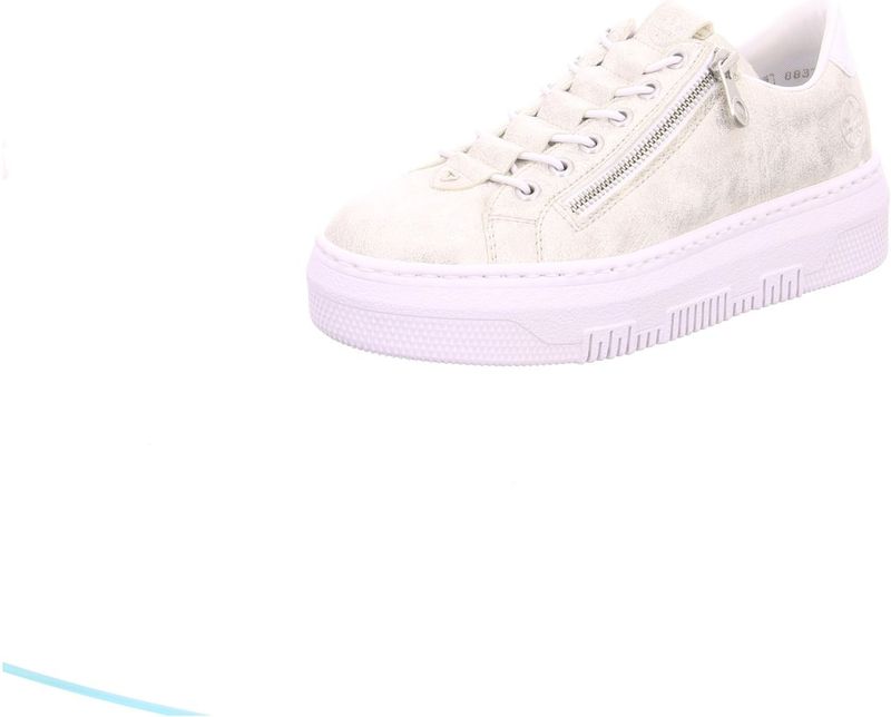 Rieker - Plateausneakers - Sneaker - Offwhite Metallic - Slip-on met Schachtvoering
