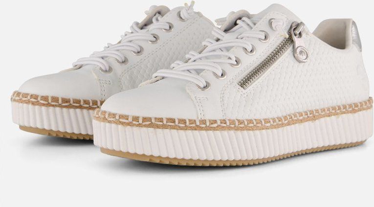 Rieker Sneakers - Wit - Synthetisch - Dames - Rits- en Vetersluiting