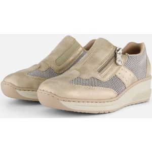 Rieker - Alula - Instapper - Beige Metallic - Synthetisch Leder en Mesh