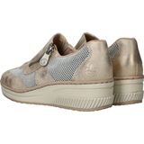 Rieker - Instappers - Beige - Synthetisch - Ritssluiting - Metallic Details