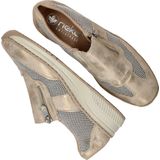 Rieker - Instappers - Beige - Synthetisch - Ritssluiting - Metallic Details