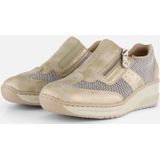 Rieker - Instappers - Beige - Synthetisch - Ritssluiting - Metallic Details