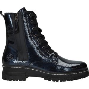 Rieker - Veterlaarsjes - Donkerblauw - Imitatieleer - Platte Hak