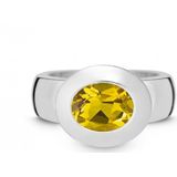 Quinn - Dames Ring - 925 / - Zilver - Edelsteen - Citrien