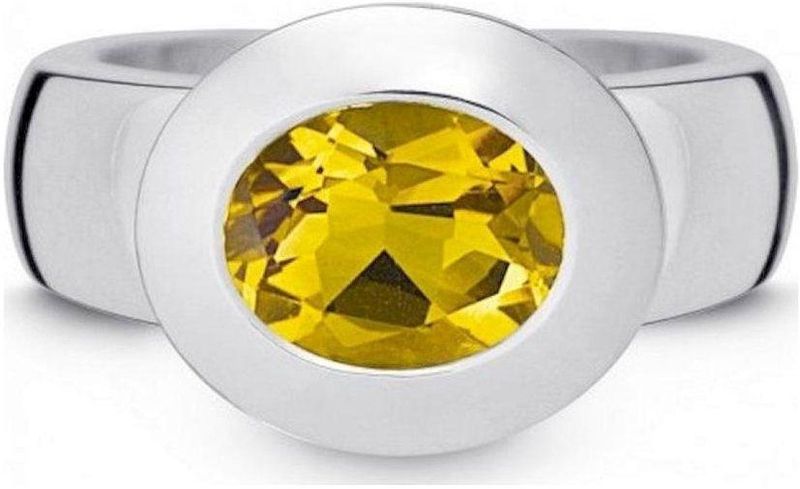 Quinn - Dames Ring - 925 / - Zilver - Edelsteen - Citrien