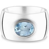 Quinn - Dames Ring - 925 / - Zilver - Blauwe Topaas