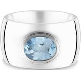 Quinn - Dames Ring - 925 / - Zilver - Blauwe Topaas