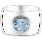 Quinn - Dames Ring - 925 / - Zilver - Blauwe Topaas