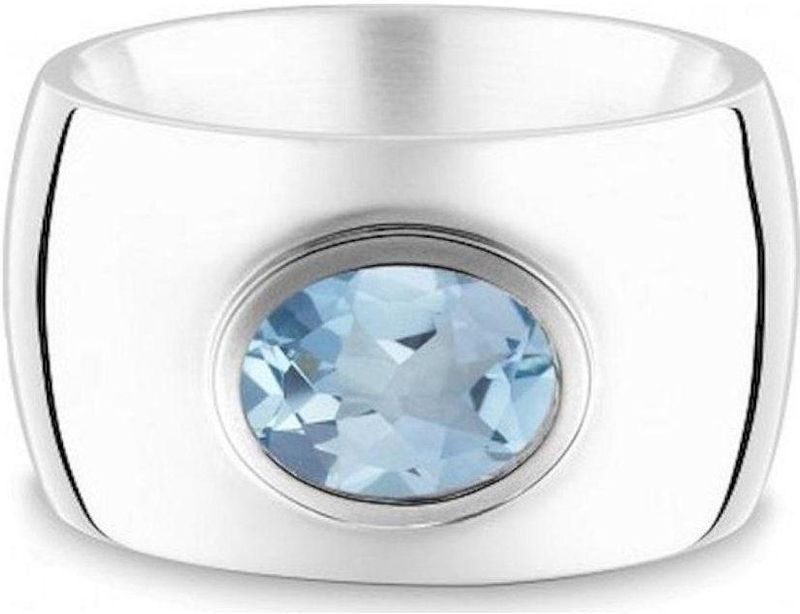 Quinn - Dames Ring - 925 / - Zilver - Blauwe Topaas