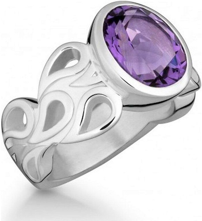 Quinn - Dames Ring - 925 / - Zilver - Edelsteen - Amethist