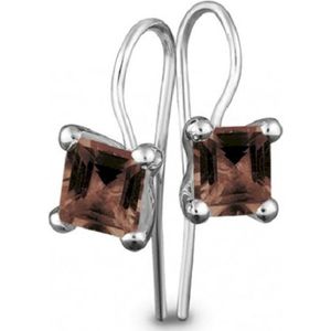 Quinn - Zilveren oorbellen met rookkwarts - 035847932
