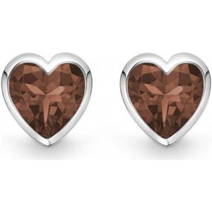 Quinn - Oorknoppen - Bruin - Model 36187932 - Edelsteen Rookkwarts - Zilver