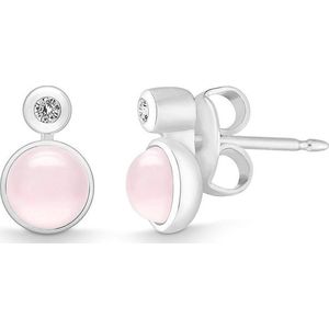 Quinn - Oorbellen - Zilver 925 - Edelsteen - Roze Kwarts