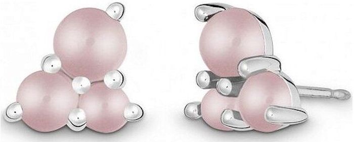 Quinn - Edelstein - Oorknopjes - Zilver - Rosa Quarz