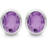Quinn - zilveren oorstekers met amethist - 036811933