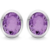 Quinn - zilveren oorstekers met amethist - 036811933