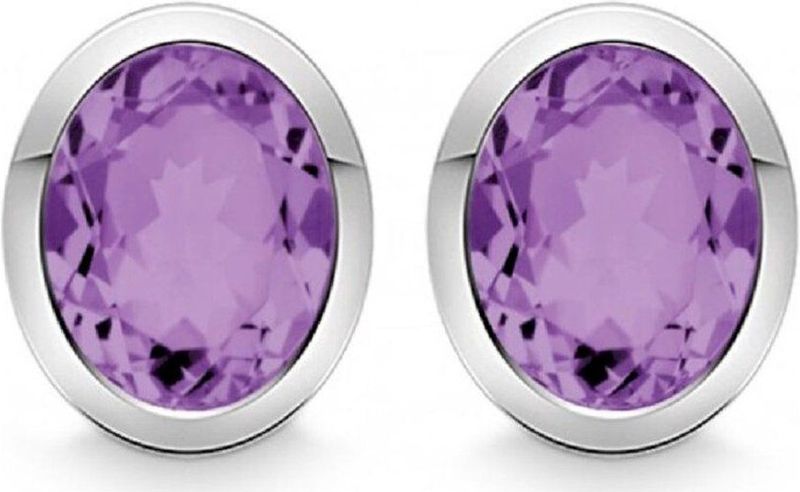 Quinn - zilveren oorstekers met amethist - 036811933