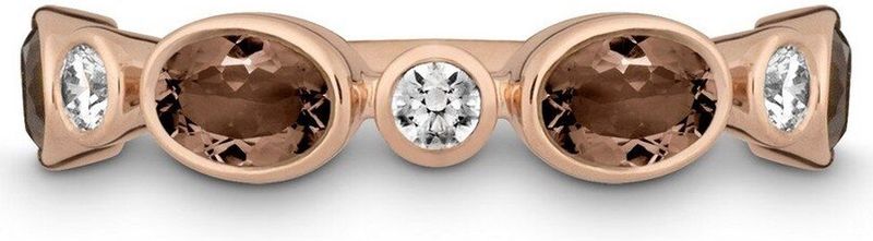 Quinn - Ringen - Roze Goud - 585/- 14 Karaat - Rookkwarts - Facetgeslepen