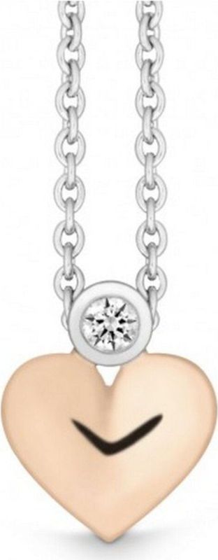 Quinn - Cappellino - Halsketting - 585/- Wit Goud / Roze Goud - Diamant - 42 + 3 cm