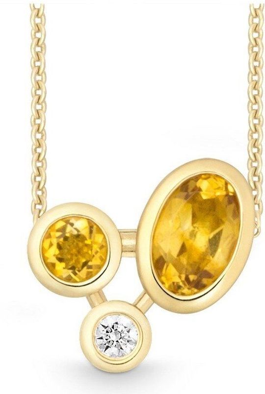 Quinn - Halskettingen - Goud - 585/- 14 Karaat - Citrien - 7x5mm