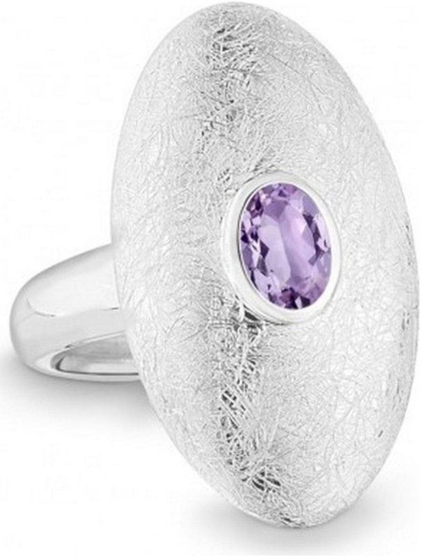 Quinn - Dames Ring - Zilver - 925 / - Edelsteen - Amethist - Facetgeslepen