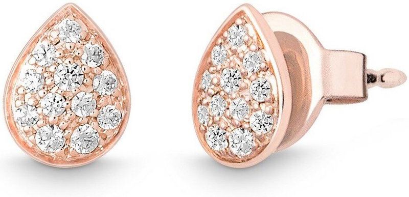 Quinn - Oorknoppen - Roze Goud - 585/- 14 Karaat - Druppelvorm