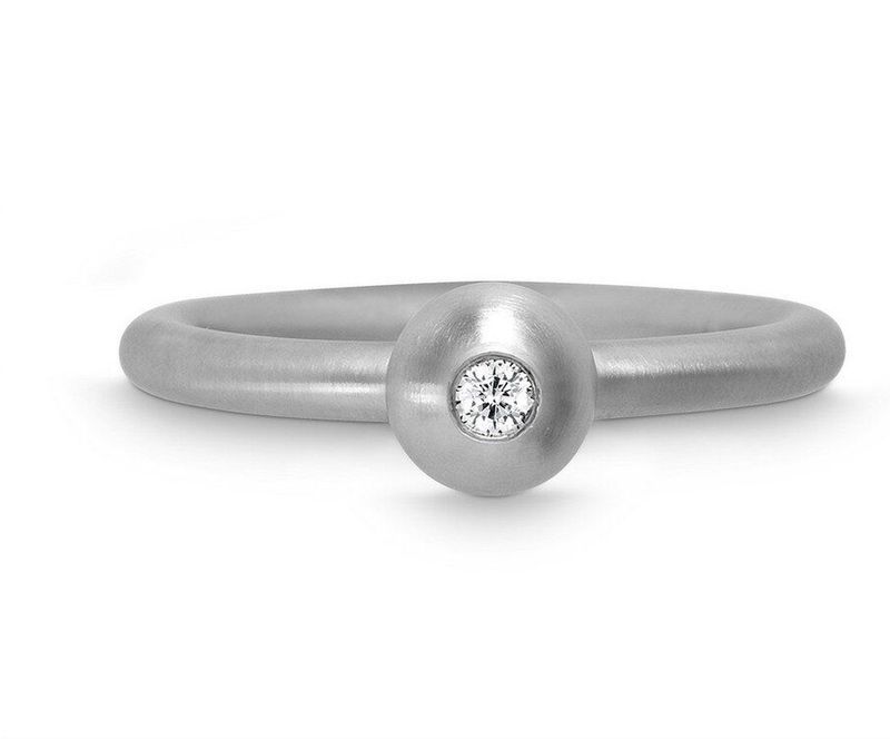 Quinn - Dames - 950/- - Ring - Zilver - Diamant 0.05 ct - Bolvormig